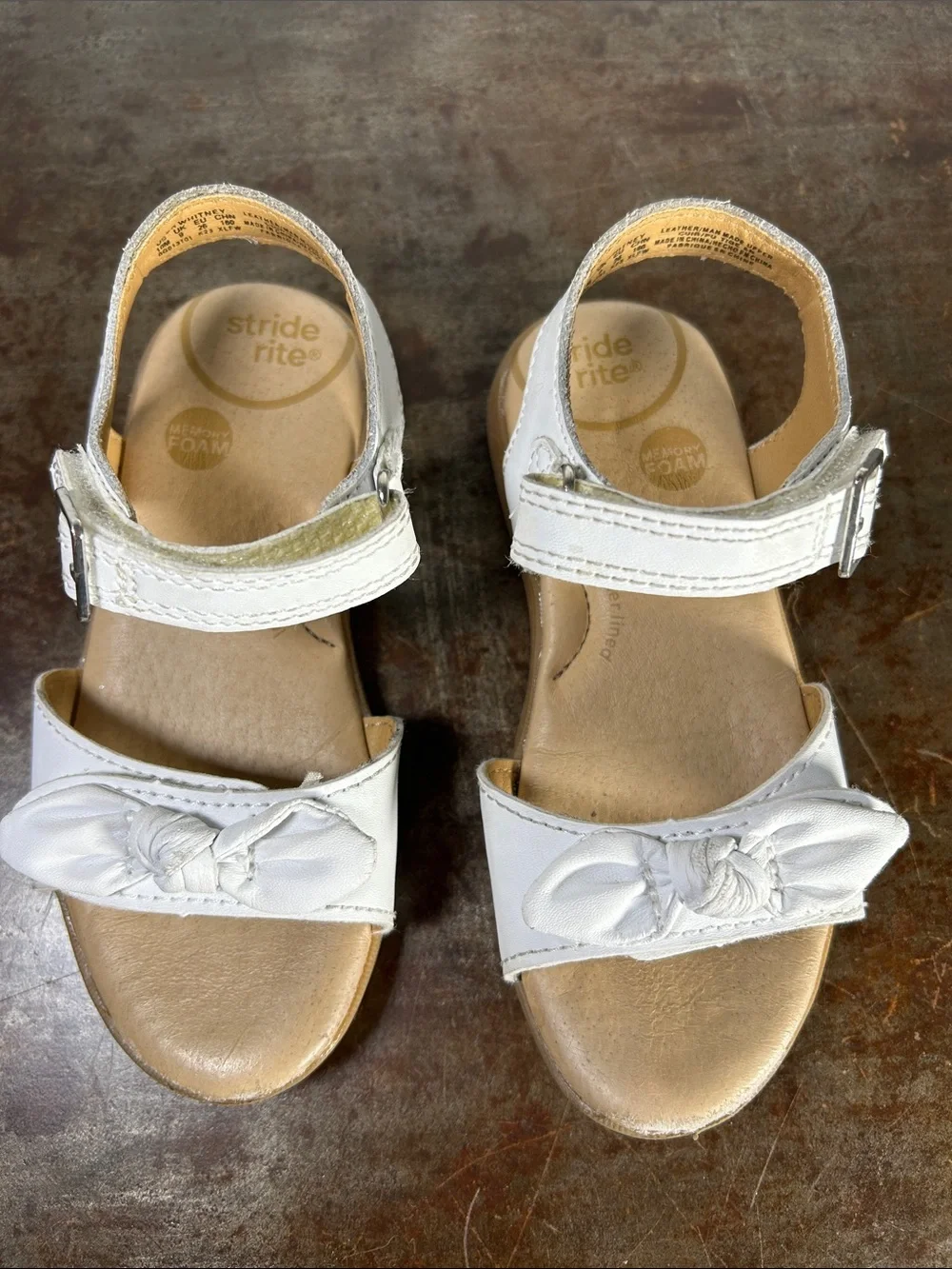 Stride Rite SR Whitney White Leather Bow Sandals for Kids Girl’s Size 10 EUR 26 - Picture 2 of 16